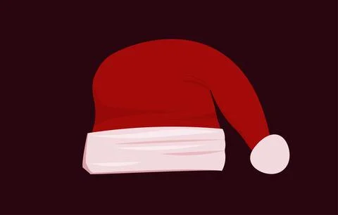 Red Santa hat with flat design. isolated on a dark background. Stock Illustration