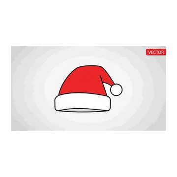 Red santa hat graphic over gray gradient background with x mas Ilustração Stock