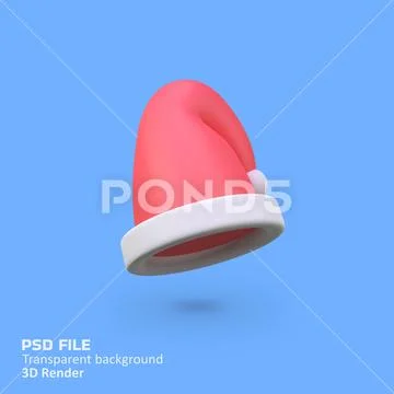 Red Santa hat isolated 3d render icon illustration Modello PSD