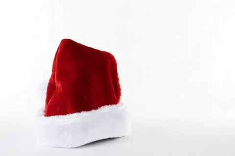 Red Santa hat on an isolated white background Christmas copy space Stock Photos