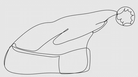 Red Santa hat in one line Stock Footage 165136618