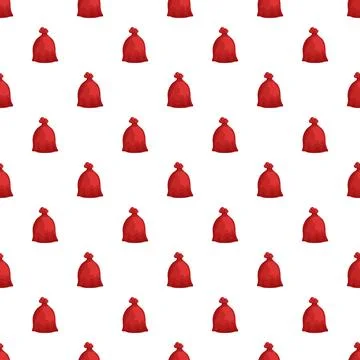 Red santa sacks seamless pattern celebrating christmas Stock Illustration