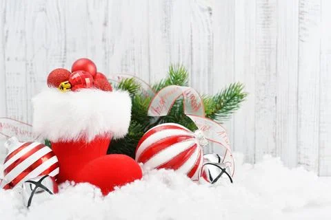 Red Santa's boots Fotos Stock