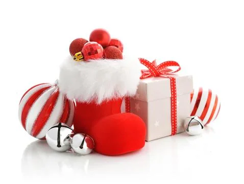 Red Santa's boots Stock Photos