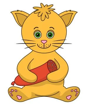 Red сat with the sausage Stock Illustration