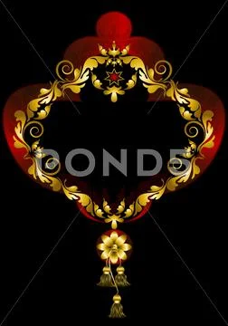 Red satin frame with gold framing Stock Illustration