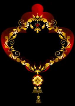 Red satin frame with gold framing Stock Illustration