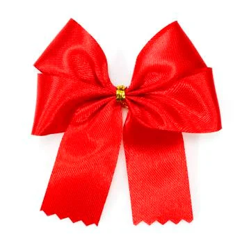 Red satin gift bow Stock Photos