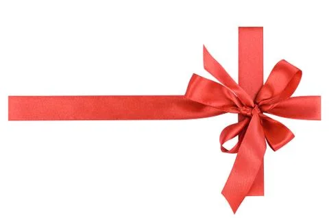 Red satin gift bow Stock Photos