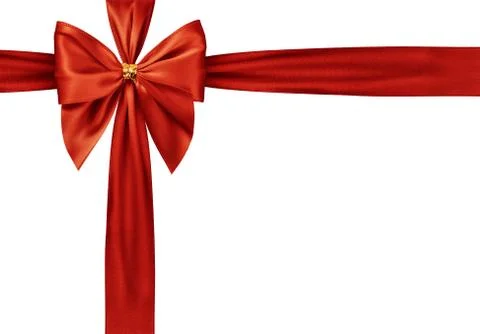 Red satin gift bow Stock Photos