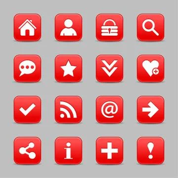 Red satin icon web button with white basic sign Illustrazione stock