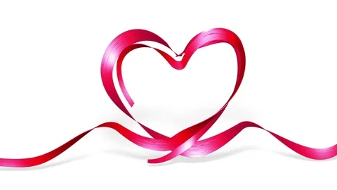 Red Satin Ribbon forming shape of Heart Video stock 84935202