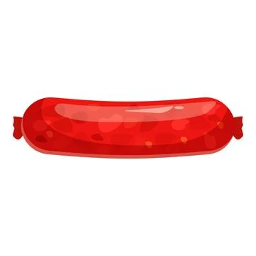 Red sausage lying horizontally isolated on white background Stock Illustration