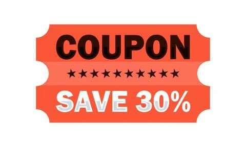 Red Save 30% Coupon Ticket Clipart Stock Illustration
