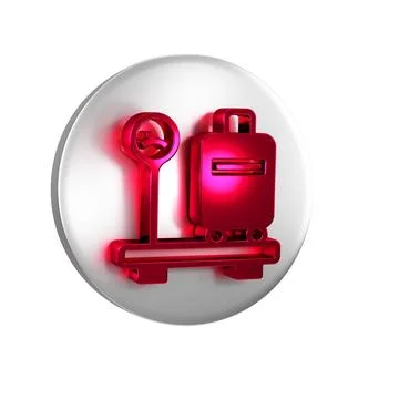 Red Scale with suitcase icon isolated on transparent background. Logistic a.. Illustration