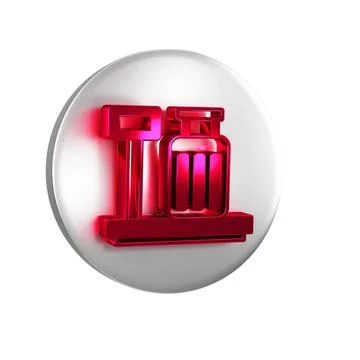 Red Scale with suitcase icon isolated on transparent background. Logistic a.. 스톡 일러스트