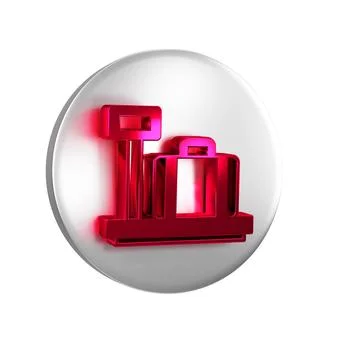 Red Scale with suitcase icon isolated on transparent background. Logistic a.. 库存插图