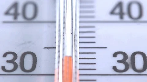 Red scale on the thermometer, close-up Video stock 74650019