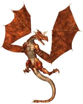 Red Scaled Dragon Attacking Stock Illustration