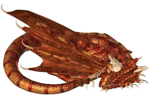 Red Scaled Dragon Sleeping Stock Illustration