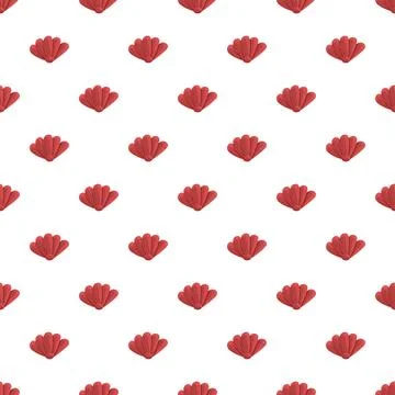 Red scallop shells creating a seamless pattern design Illustrazione stock