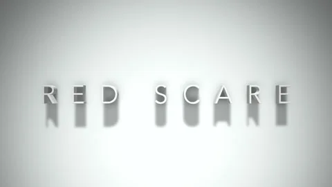 Red Scare 3D title animation with shadows on a white background Vidéo 296001990