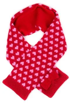 Red scarf with a pattern of heart red scarf with a pattern of heart. Isola... Stock Photos