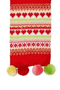 Red scarf with a pattern in the shape of a heart red scarf with a pattern ... 스톡 사진