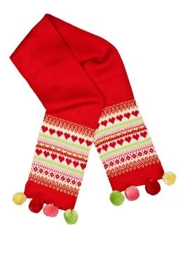 Red scarf with a pattern in the shape of a heart red scarf with a pattern ... 스톡 사진