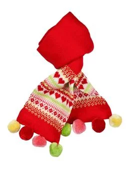 Red scarf with a pattern in the shape of a heart red scarf with a pattern ... 스톡 사진