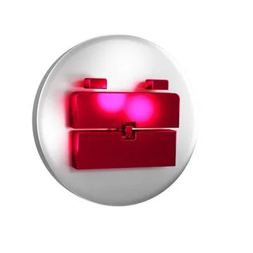 Red School backpack icon isolated on transparent background. Silver circle .. Stock Illustration