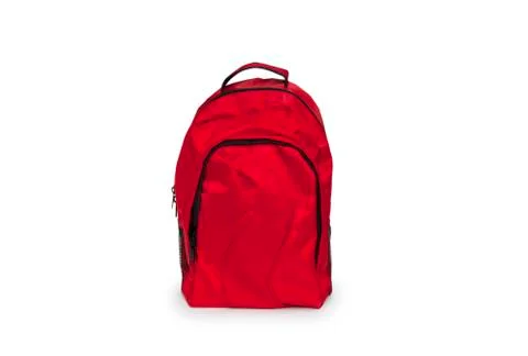 Red school backpack isolated on white Stock Photos