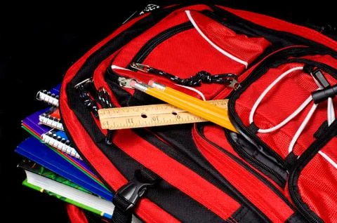 Red school backpack Stock Photos