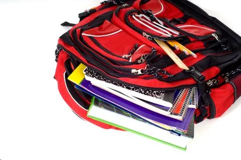 Red school backpack Stock Photos