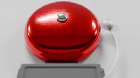 Red school bell ringing for class Stock Footage 312569131