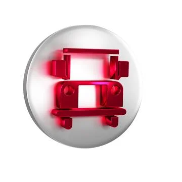 Red School Bus icon isolated on transparent background. Public transportati.. Stock Illustration