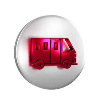 Red School Bus icon isolated on transparent background. Public transportati.. Stock Illustration