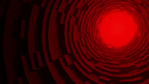 Red Sci-Fi Architecture Background Seamles loop Circular Building 3d Rendering Stock Footage 138141563