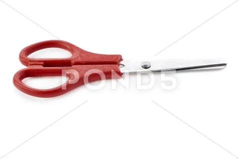 Red scissors isolated over the white background Stock Photos