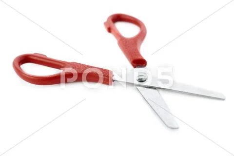 Red scissors isolated over the white background Stock Photos