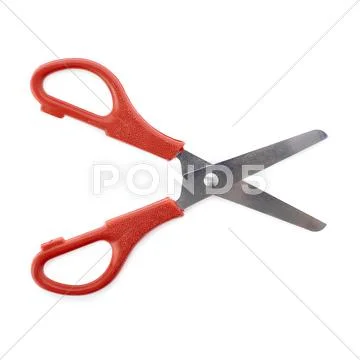 Red scissors isolated over the white background Stock Photos