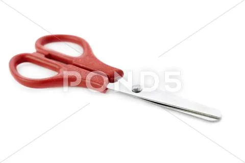 Red scissors isolated over the white background Stock Photos