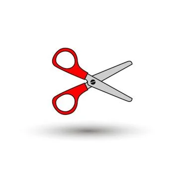 Red scissors isolated on white background. Vector illustration in flat style 스톡 일러스트