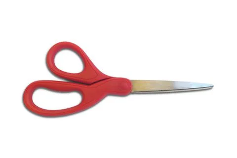 Red scissors on a white background with a clipping path Foto stock