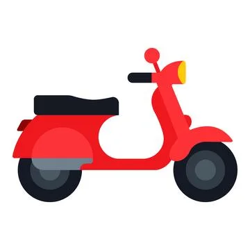 Red scooter icon on white background, symbolizing fast city travel, delivery Stock Illustration