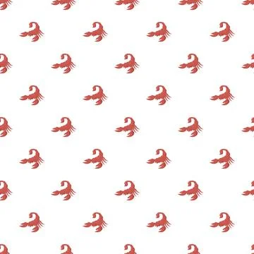 Red scorpion repeating pattern on white background Stock Illustration