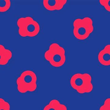 Red Scrambled egg icon isolated seamless pattern on blue background. Home cooked Stock Illustration