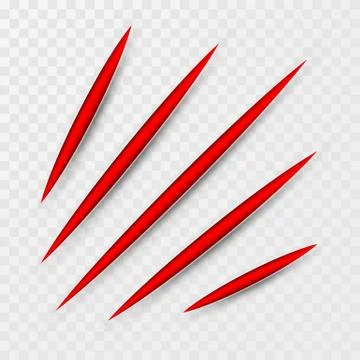 Red scratch set. Claws scratching animal scrape track. Vector illustration. Stock Illustration