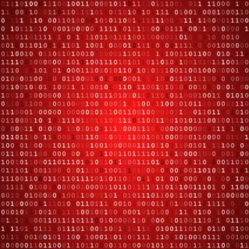Red screen binary code screen Stock Illustration
