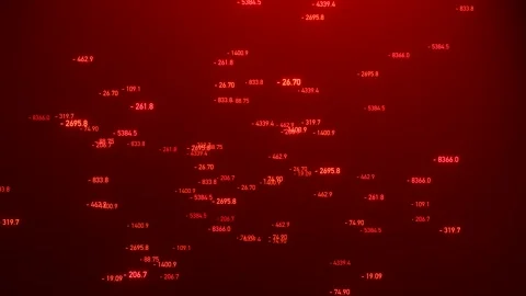 Red screen with negative random floating numbers. Stock Footage 300038203